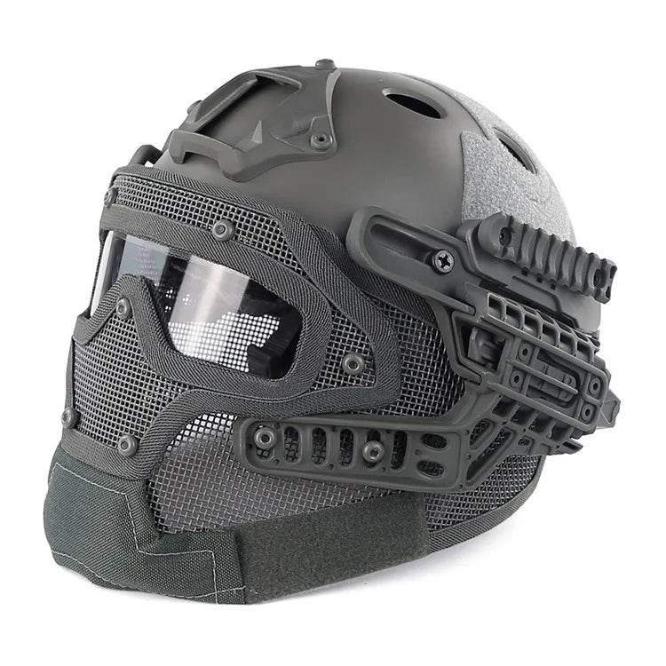 Multicolor ABS Material FAST PJ CS Training Game Tactical Helmet With Steel Wire Mask Round Hole Military Ballistic Use