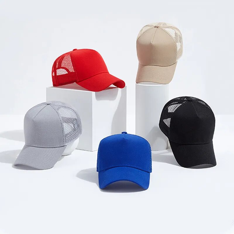 5 Panel Mesh Custom Logo Printing Baseball Cap Women Men Trucker Cap Advertising Cap Embroidery Hat Factory Wholesale Comic Hat