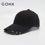 COKK Hip Hop Women's Baseball Cap With Ring Circle Snapback Hats For Men Women Unisex Adjustable Kpop Korean Style Gorra