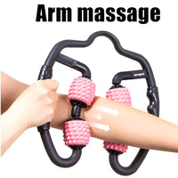 U Shape Trigger Point Massage Roller for Arm Leg Neck Muscle Tissue for Fitness Gym Yoga Pilates Sports 4 Wheel