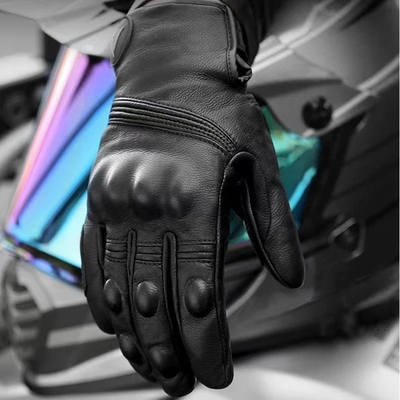 Winter Motorcycle Gloves Leather Men Women Warm Inner Windproof Touch Screen Genuine Leather Gants Luvas Guantes Motorbike ATV