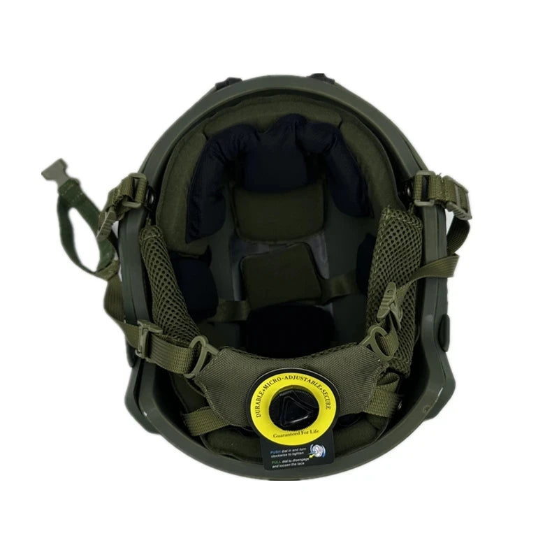 Fast Wendy PE NIJ IIIA High Shear Ballistic Helmet, XP Shear Tactical Helmet, Dial with Green Bulletproof Helmet