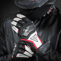 Motorcycle Gloves Breathable Leather Touchscreen Full Finger Seasons Gloves With Carbon Fiber Hard Knuckle Anti-fall Protect