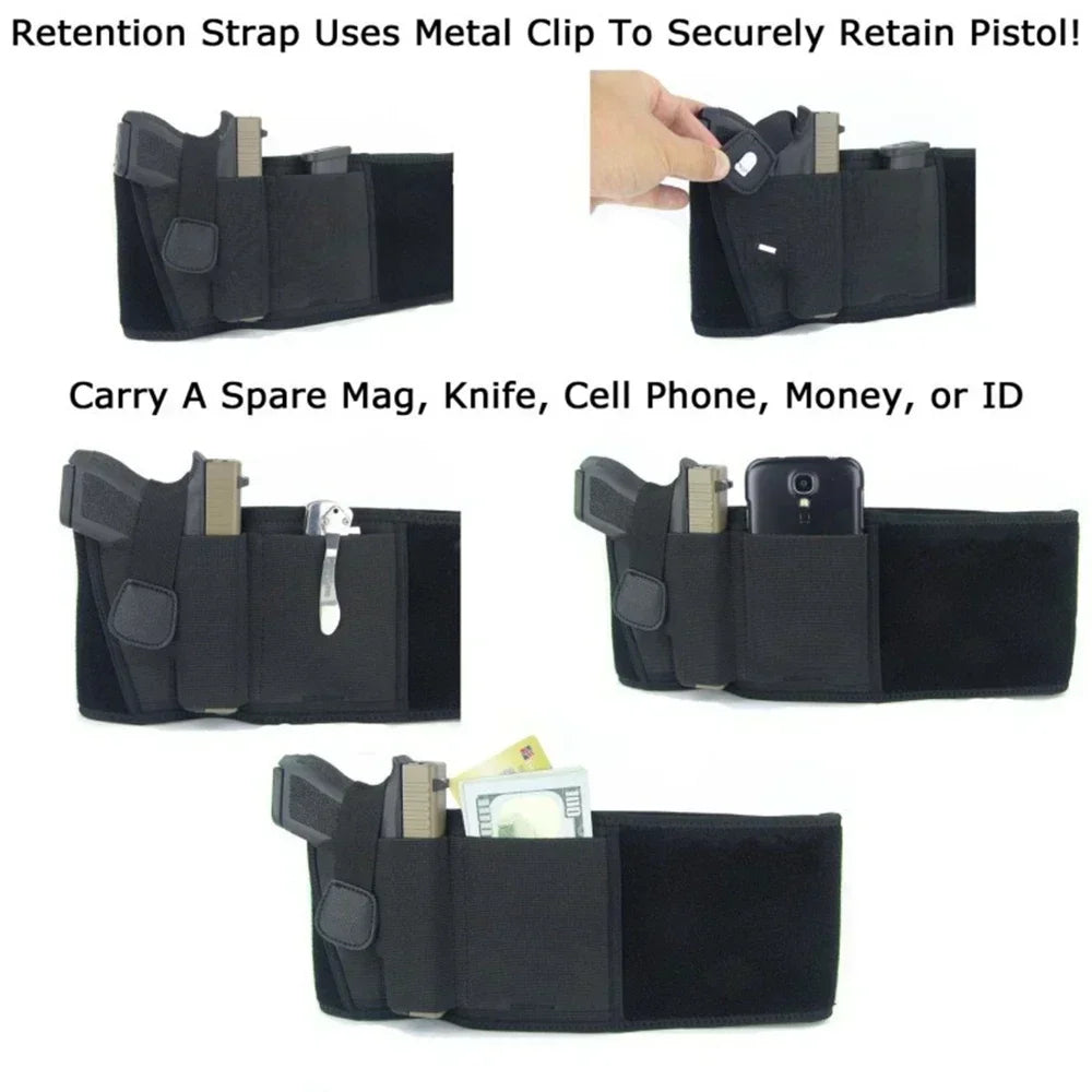 Tactical Belly Gun Holster Belt Concealed Carry Waist Band Pistol Holder Magazine Bag Military Army Invisible Waistband Holster