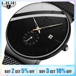 LIGE Fashion Mens Watches Top Brand Luxury Quartz Watch Men Casual Slim Mesh Steel Waterproof Sport Watch Relogio Masculino