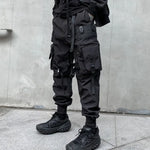 Multi-pockets Ribbons Bandage Tactical Techwear Cargo Pants Mens Harajuku Punk Hip Hop Joggers Pantalons Casual Streetwear