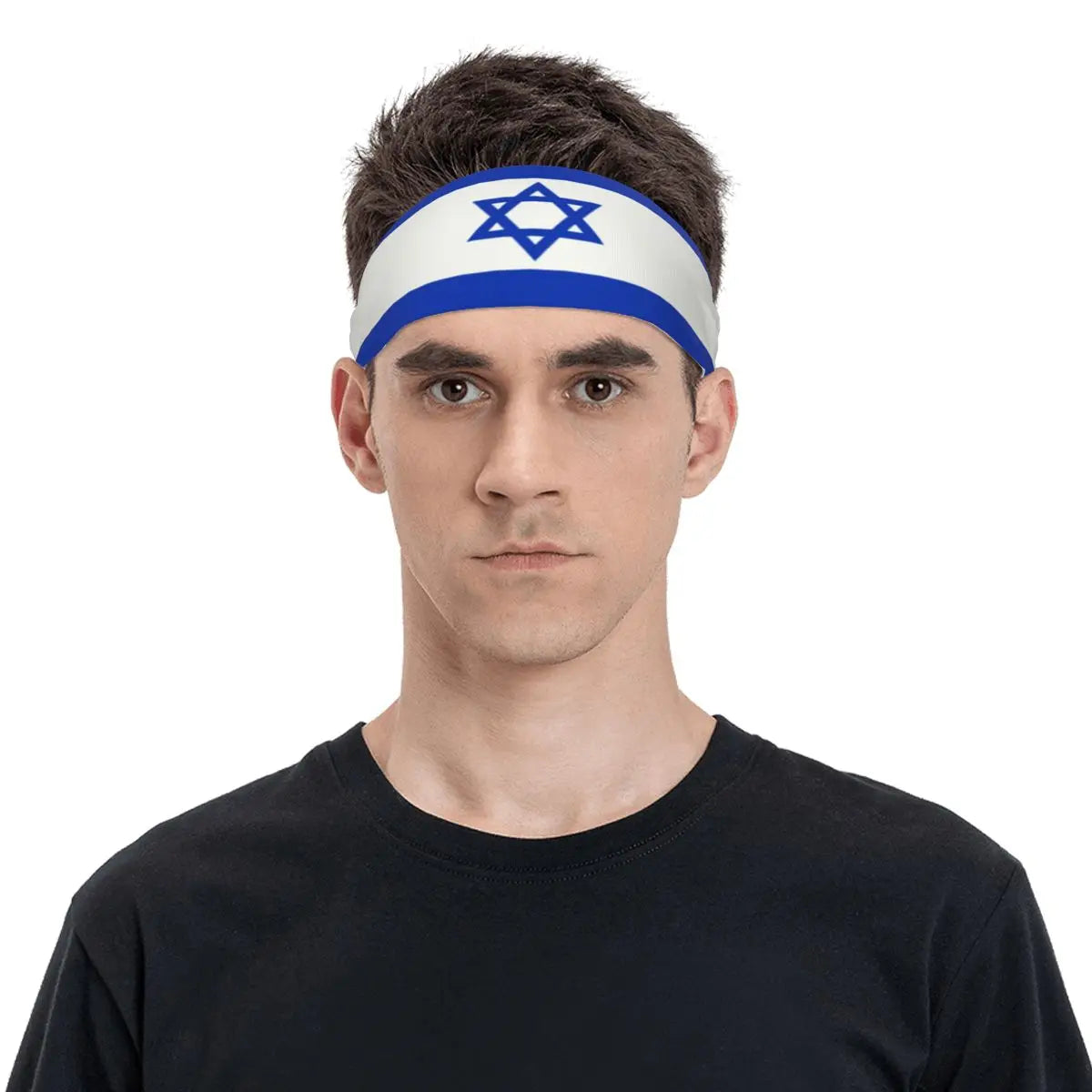 Custom Israel Flag Sport Headbands for Women Men Stretchy Moisture Wicking Gym Sweatband