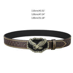 Western Belt for Women Men Cowboy Cowgirls Carving Leathers Country Belts Eagle Buckles Adjustable Waistband