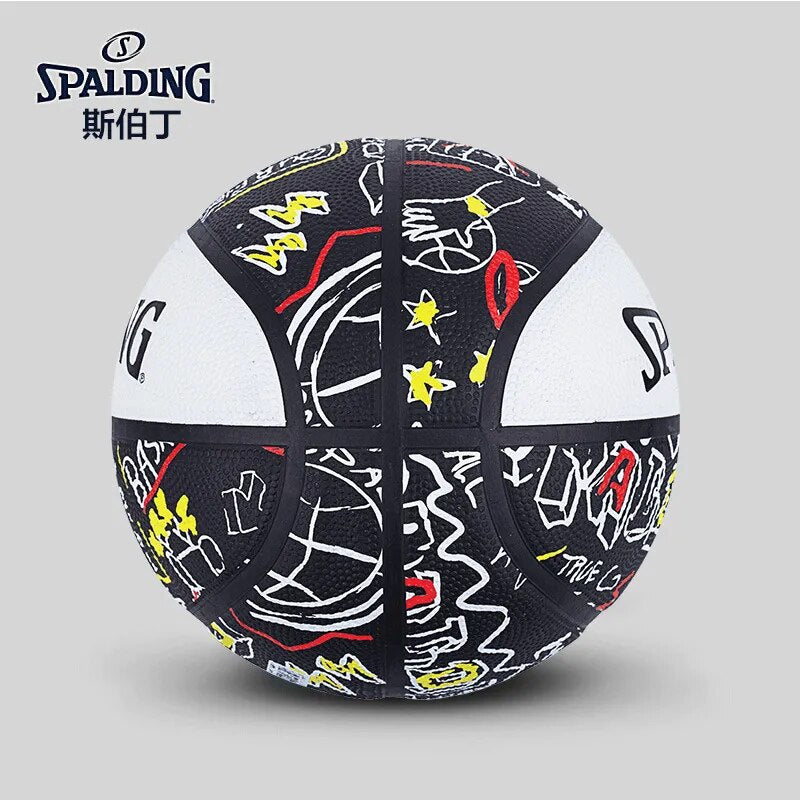 Original Spalding Basketball No.4 rubber graffiti outdoor flower ball Cool street blue ball 84-441y