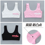 3pcs/Lot Girl Racerback Cotton Sport Training Bra Letter Print Solid Color Wide Strap Underwear