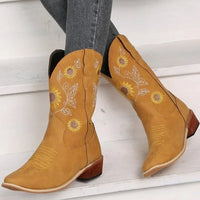 Autumn and Winter New Embroidery Cowboy Boots Women's Autumn Western Boots Retro Short Boots Women's Women's Shoes Botas Mujer