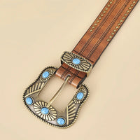 Western Turquoise Belt Buckle Belt Vintage Western Belt Cowboy Belts For Men With Big Buckle Leather Belt Jeans Belt R7RF