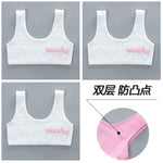 3pcs/Lot Girl Racerback Cotton Sport Training Bra Letter Print Solid Color Wide Strap Underwear