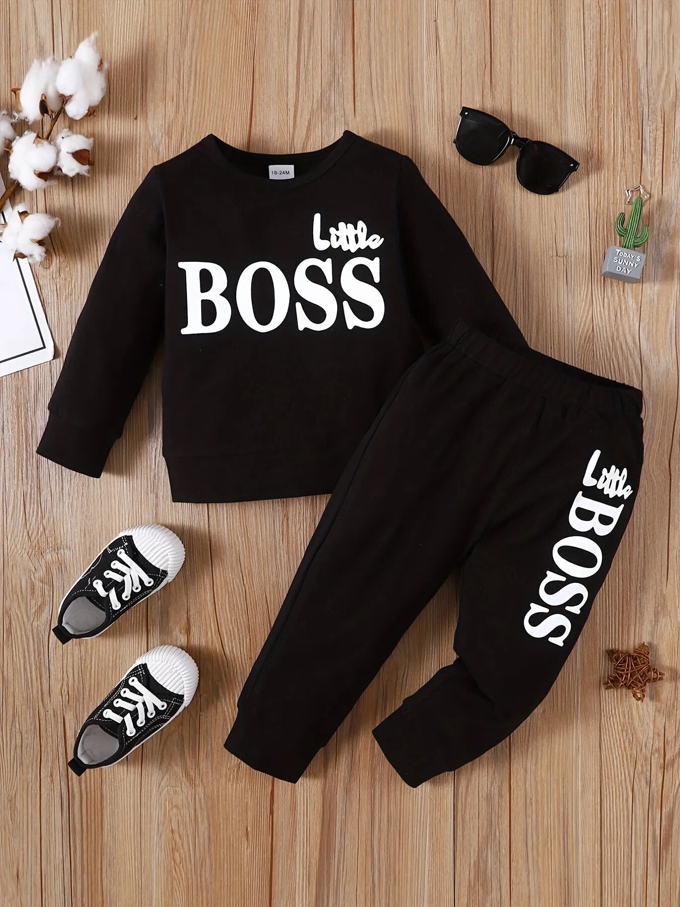 Clothes Set for Kids Boy 1-6 Years Solid Long Sleeves Little BOSS Top+Pants Costume Spring Autumn Children Boy Casual Outfit