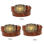 Longhorn Bull Belt Buckle Belt Vintage Western Belt Cowboy Belts For Men Western With Big Buckle Leather Belt Jeans Belt