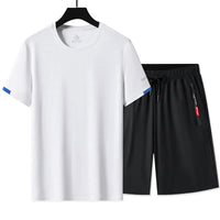 T-shirt + Shorts 2023 Summer Fashion For Men Set Two Piece Black Tracksuit Hip Hop Streetwear Running Sport Oversize 5XL Clothes