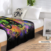 Extreme Sports BMX Bike Coloured Splash Illustration Throw Blanket Bed linens Camping Blanket