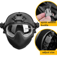 Full-covered Shooting Helmet with Steel Mesh Mask Army Tactical Paintball Helmet Impact Resistance Military Airsoft Helmet Mask