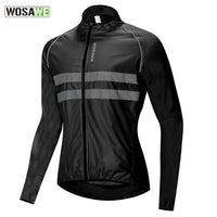 WOSAWE Ultralight Reflective Men's Cycling Jacket Long Waterproof Windproof Road Mountain Bike MTB Jackets Bicycle Windbreaker