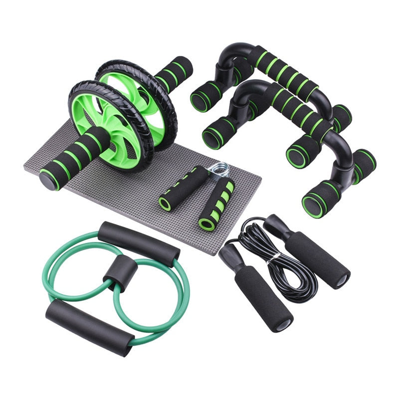 Abdominal Wheel Ab Roller Set Resistance Bands Push Up Stand Bar Home Exercise Bodybuilding Muscle Training Fitness Equipment