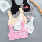 3pcs/Lot Girl Racerback Cotton Sport Training Bra Letter Print Solid Color Wide Strap Underwear